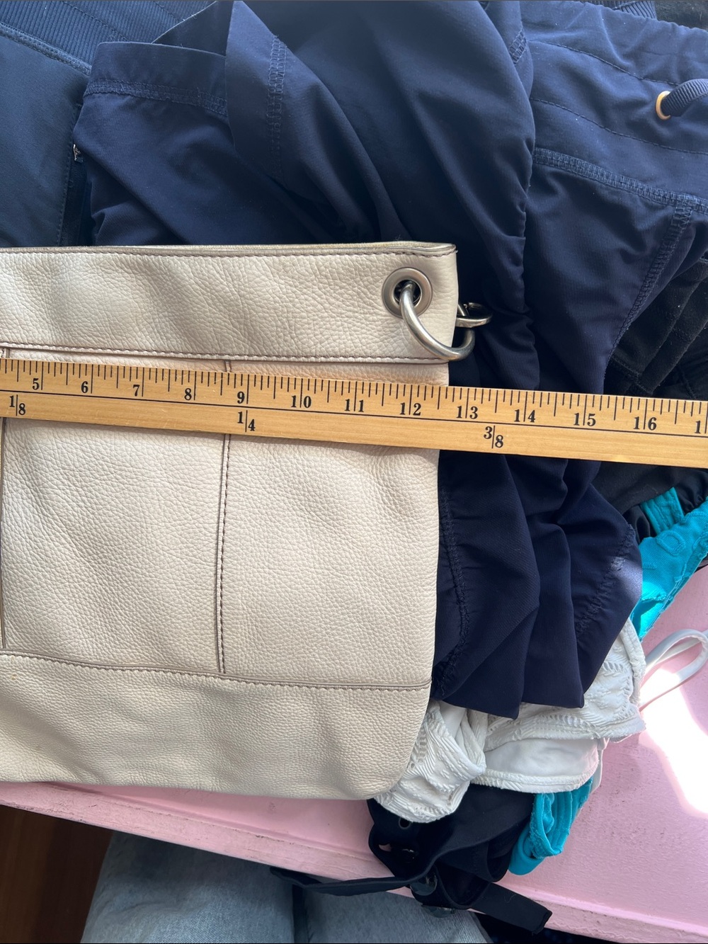 Women's Neutral Leather Shoulder Bag - Beige silver hardware - Picture 14 of 16